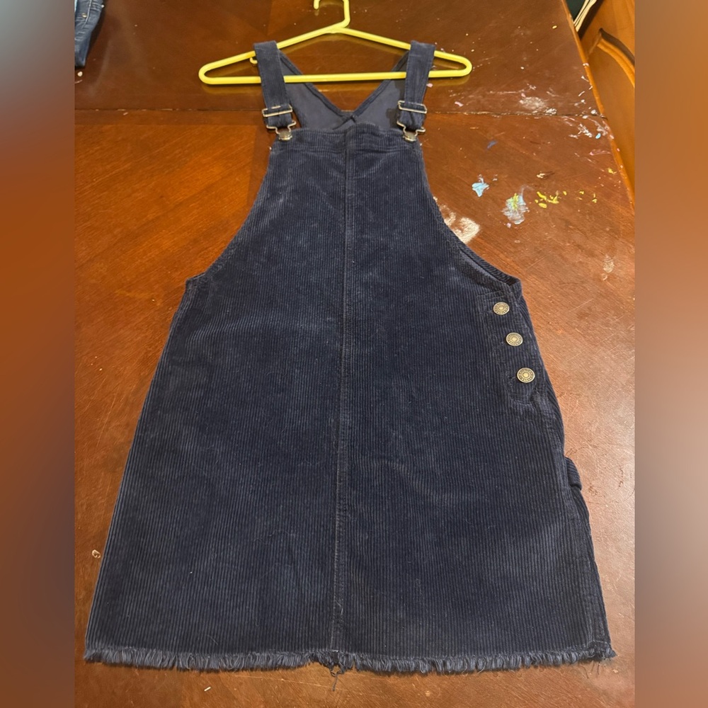 Navy Blue Corduroy Overall Dress